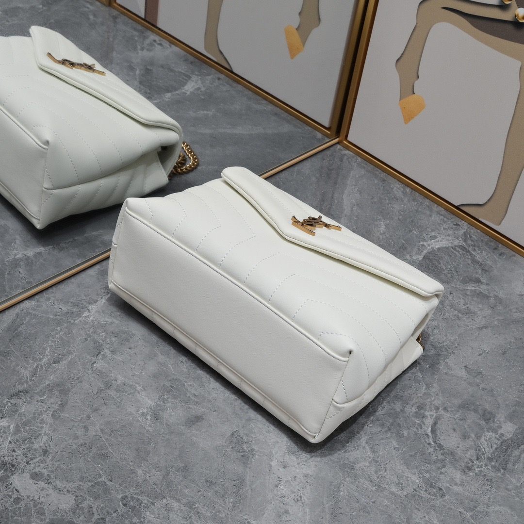 Lady Designer Loulou small quilted leather white golden hardware shoulder bag - Gorchic - $138.99