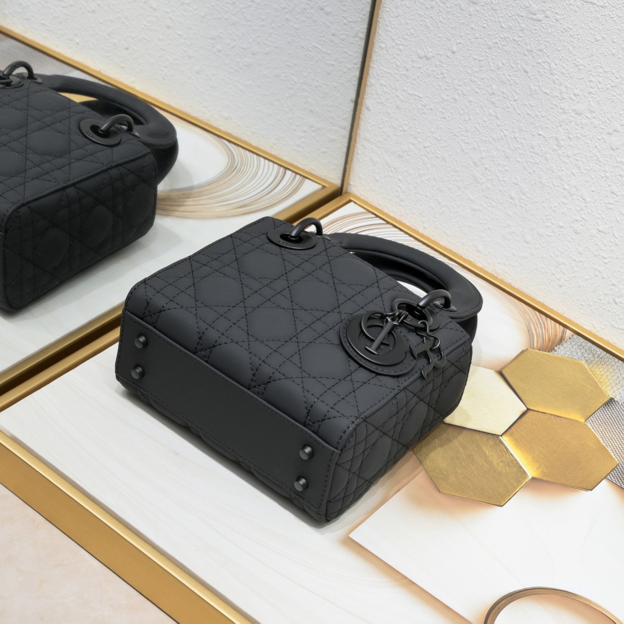 D Inspired Mini Lady D Inspired Bag Black Ultramatte Calfskin - Bag - Gorchic - $138.99