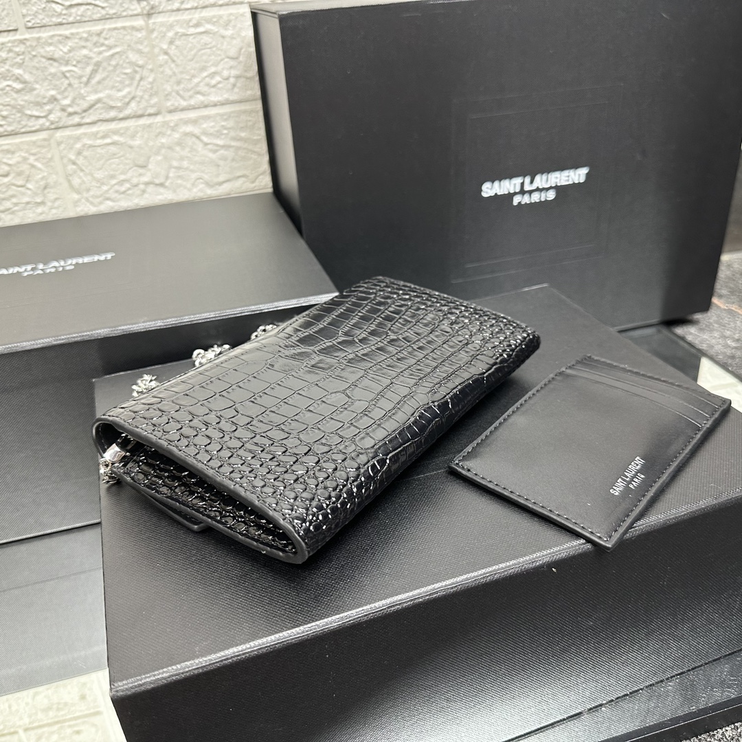 Lady Designer  Grain De Poudre Monogram Uptown Chain Wallet Black-Sier hardware - Bag - Gorchic - $122.99