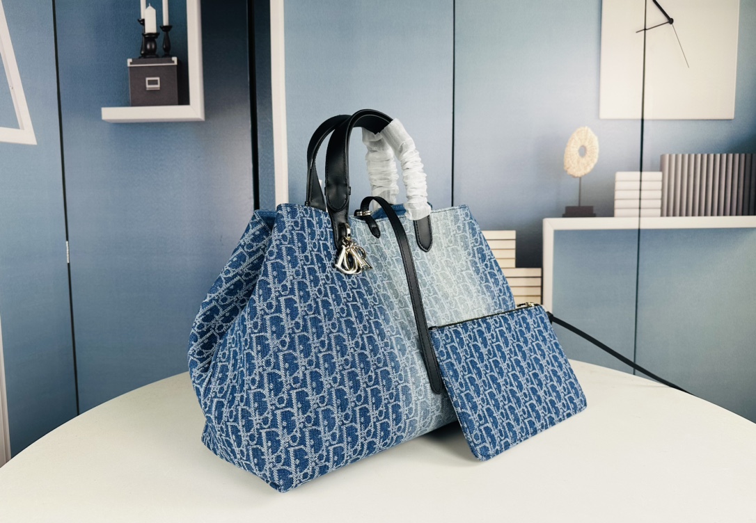 D Inspired Toujours Bag - Blue Denim D Inspired Oblique Jacquard - Gorchic - $136.99