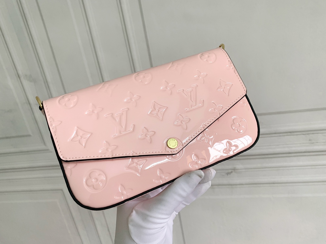 Designer Monogram  Felicie Pochette Monogram Vernis Bag - Gorchic - $82.99