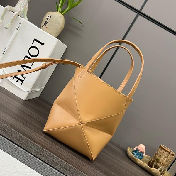 Puzzle iconic Mini Puzzle Fold Tote in shiny calfskin Brown - Bag - Gorchic - $113.99