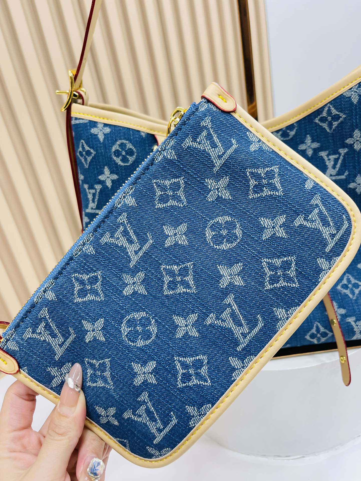 Designer Monogram  CarryAll PM - Denim Bag - Gorchic - $128.99