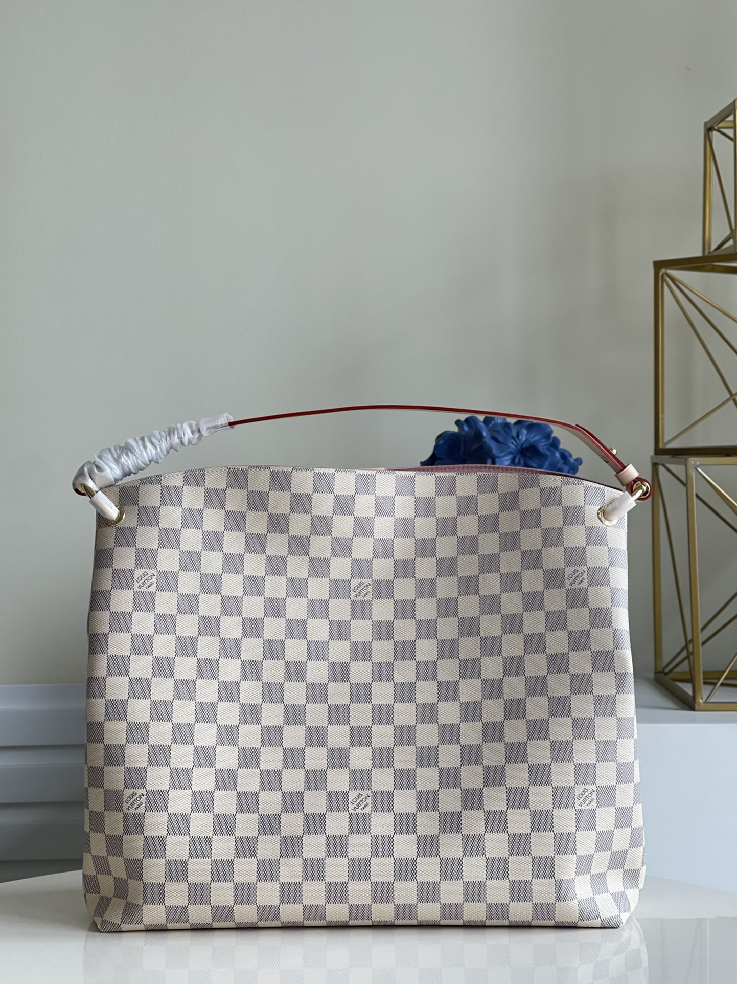Designer Monogram Graceful MM Damier Azur Canvas Shoulder Bag - Gorchic - $120.99