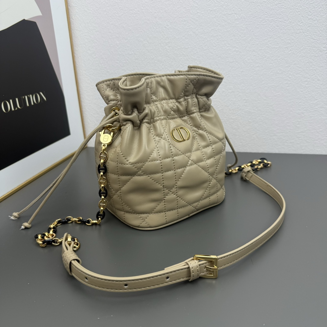 D Inspired 30 Montaigne Drawstring Mini Bucket Bag - Elephant Gray Bag - Gorchic - $173.99