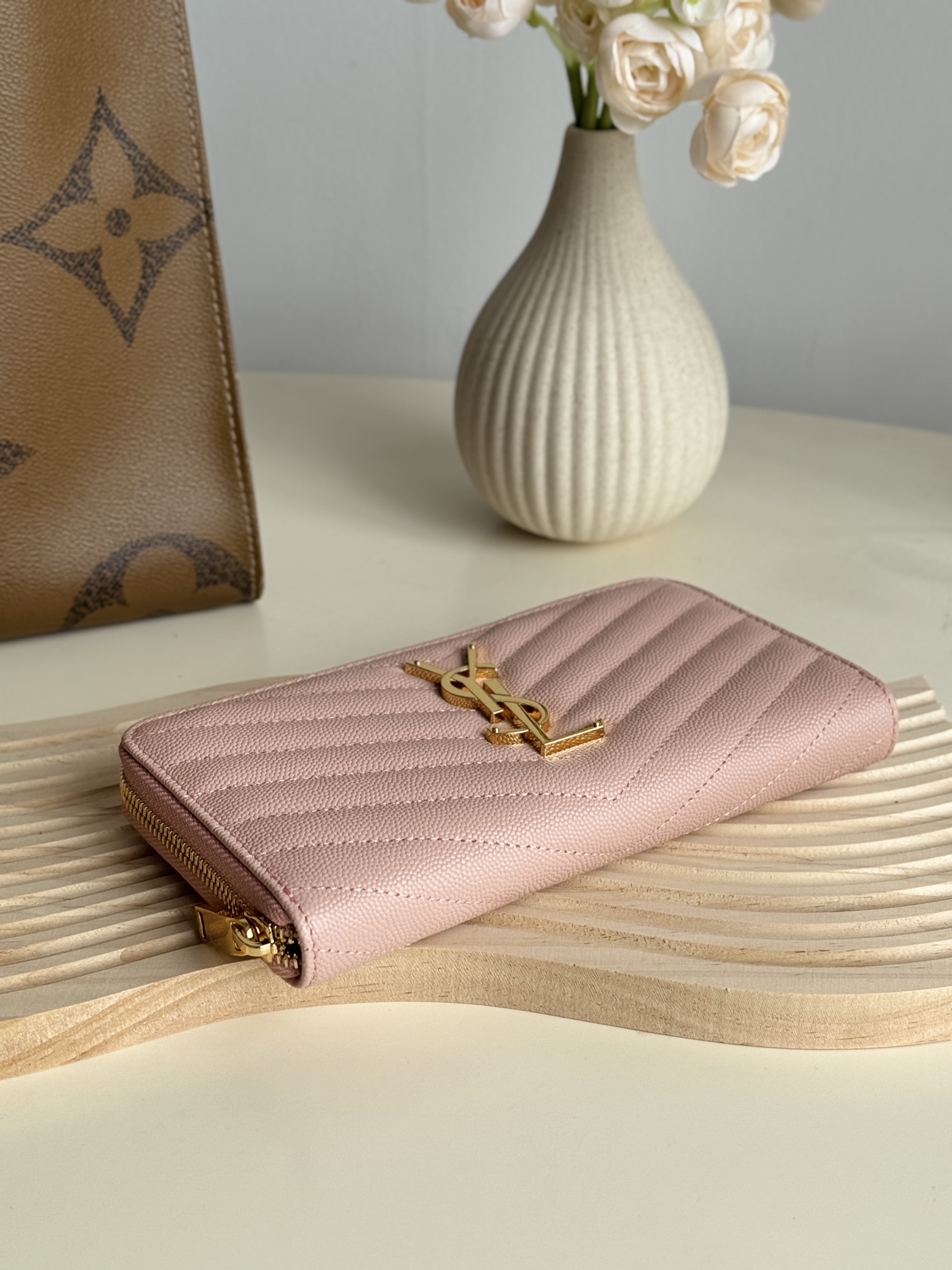 Lady Designer Monogramme leather Wallet -Pink Wallet - Gorchic - $52.99
