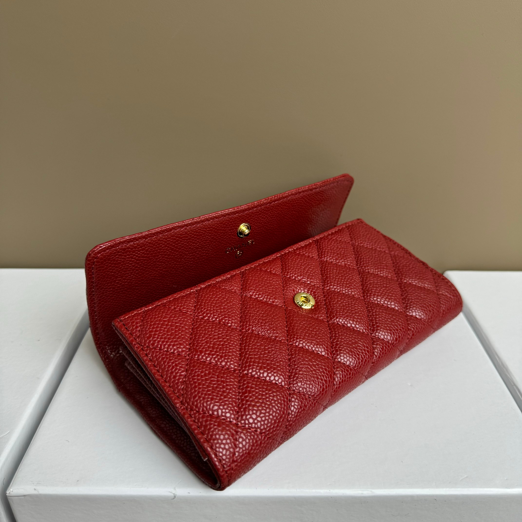 CC Inspired Counterfeit Caviar Leather Wallet-Red Wallet - Gorchic - $59.99