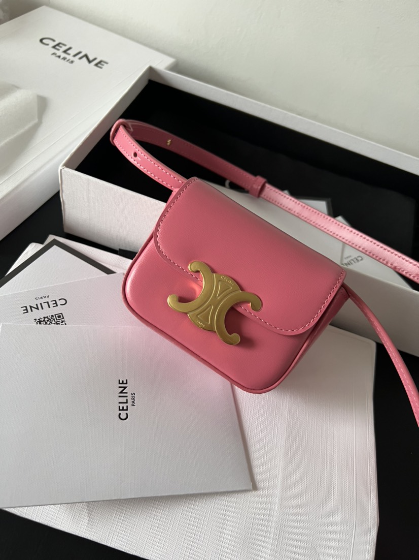 CL MINI TRIOMPHE IN SHINY CALFSKIN ROSE RED - Gorchic - $79.99