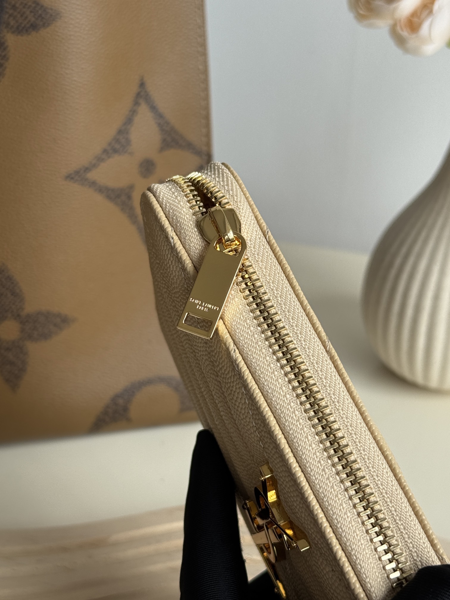 Lady Designer Monogramme leather Wallet -Apricot Wallet - Gorchic - $52.99