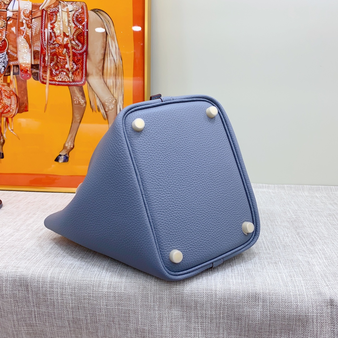 H-Inspired Clemence Picotin Lock Bag Golden Hardware -Haze Blue Bag - Gorchic - $146.99