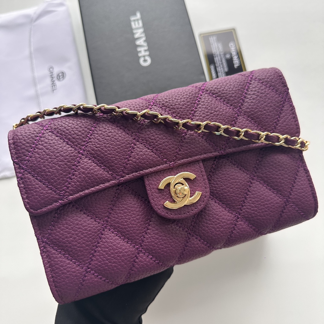 CC Inspired Chain Shoulder Crossbody Small Bag - Purple Bag - Gorchic - $101.99