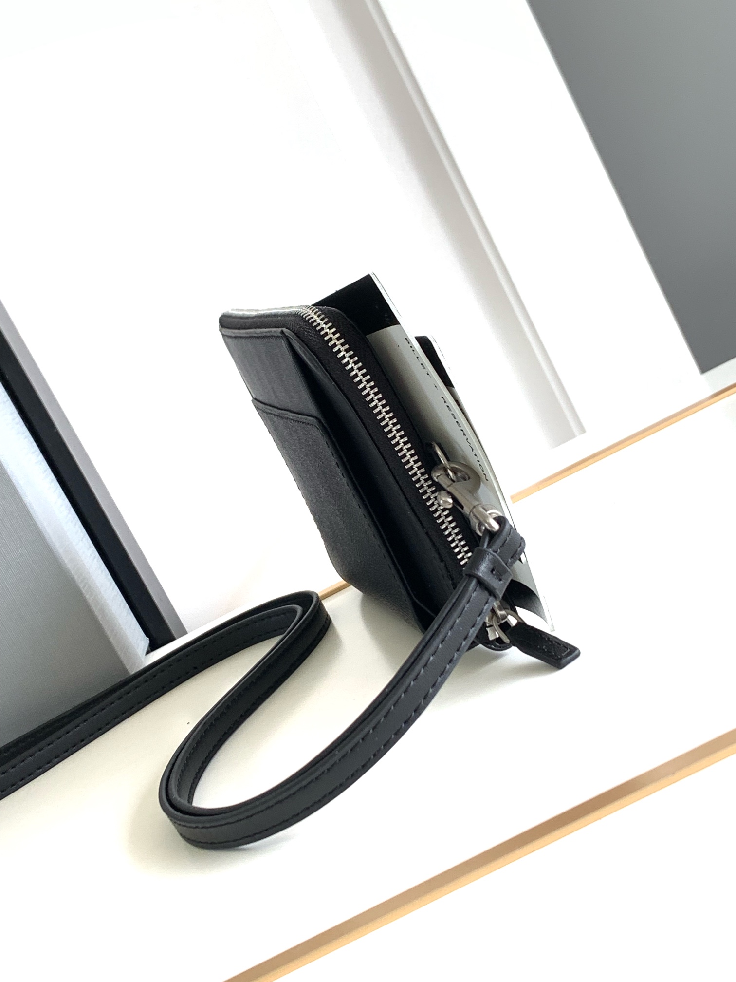 Hourglass iconic Men's Black Passport Long Wallet 1 Ticket - Bag - Gorchic - $139.99