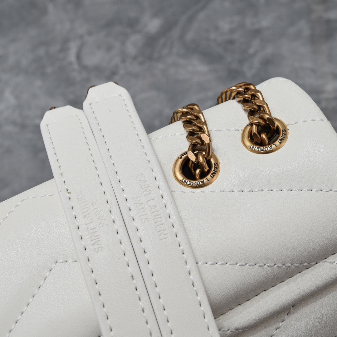 Lady Designer Loulou small quilted leather white golden hardware shoulder bag - Gorchic - $138.99