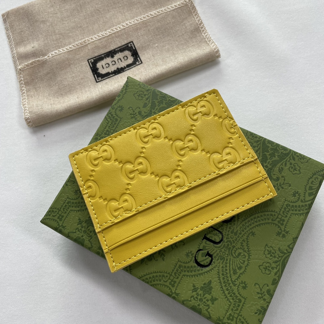 Double-G GG rubber-effect card case deep yellow-wallet - Gorchic - $35.99