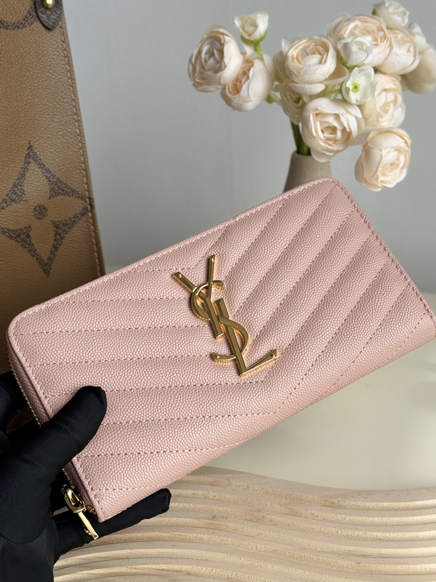 Lady Designer Monogramme leather Wallet -Pink Wallet - Gorchic - $52.99