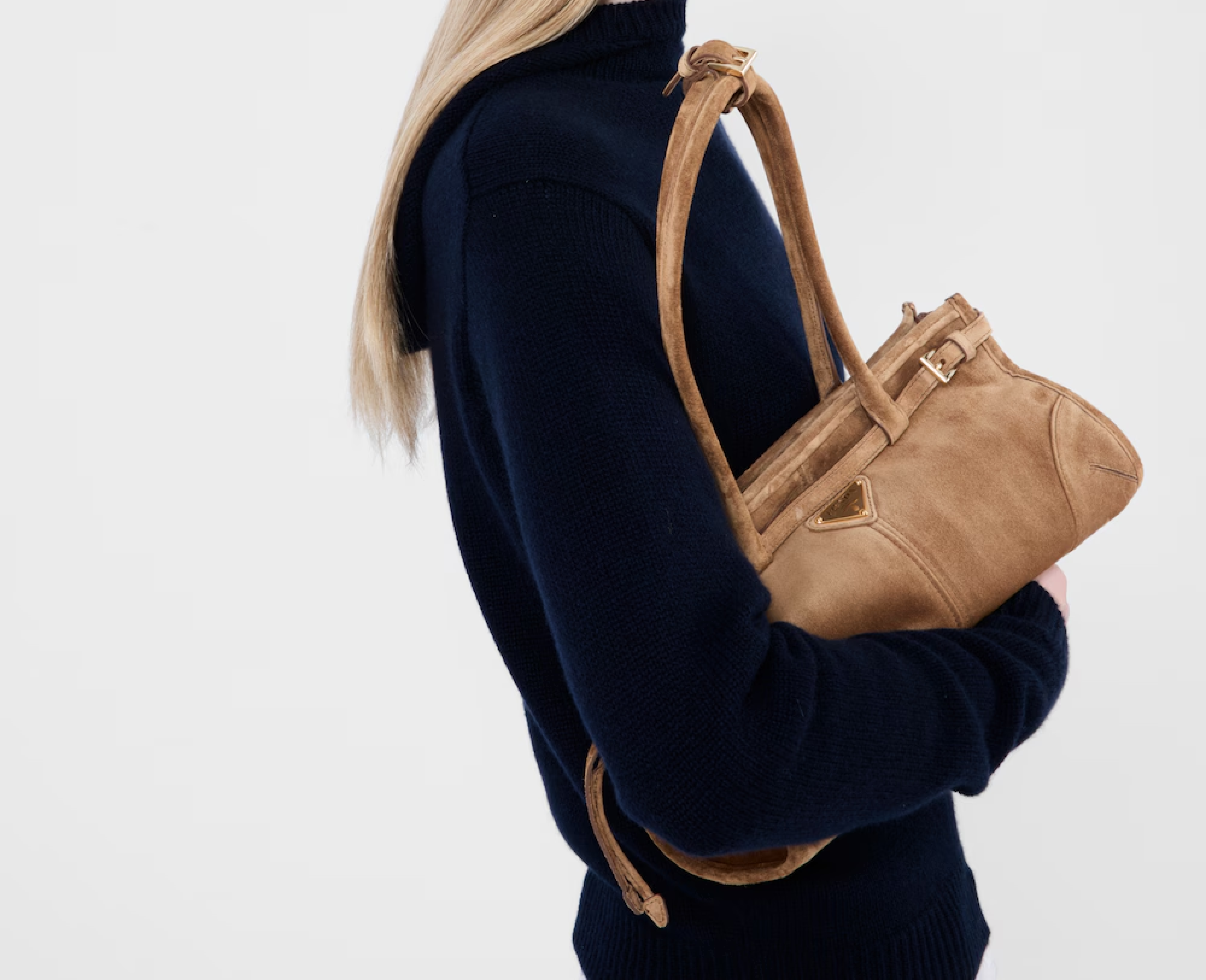 Saffiano texture Medium Suede Brown handbag - Gorchic - $131.99