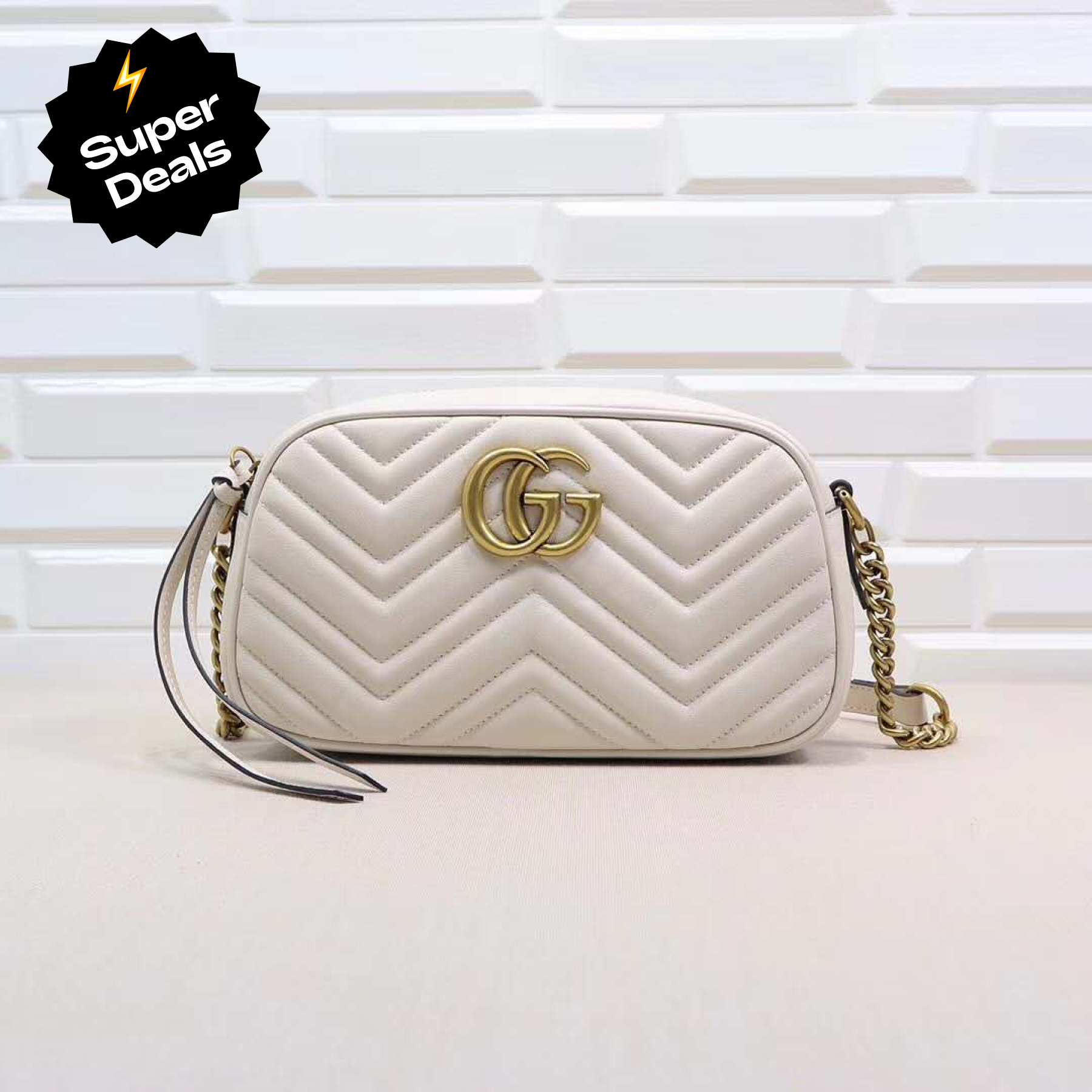 Double-G Calfskin Matelasse GG Marmont Chain Shoulder Bag - Gorchic - $117.99