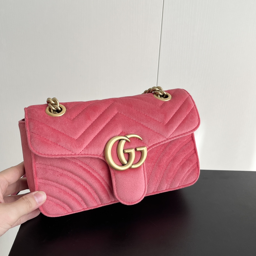 Double-G GG Marmont Veet Collection - Red Cherry Blossom Bag - Gorchic - $131.99