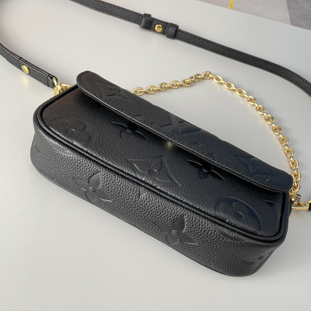 Designer Monogram Empreinte Monogram Leather Black Wallet On Chain Ivy - Bag - Gorchic - $118.99