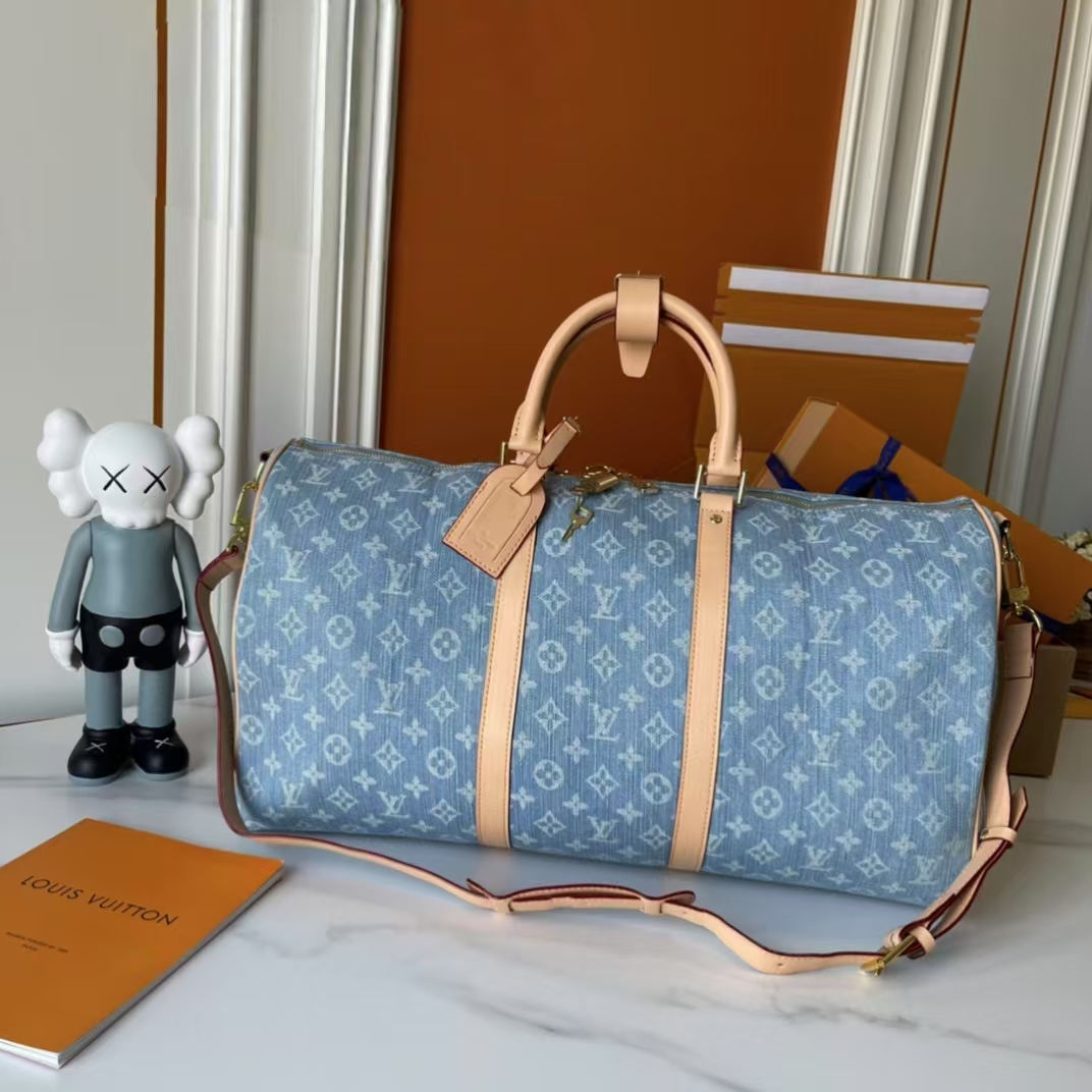 Designer Monogram Keepall Bandoulière 50 Monogram Denim Bag - Gorchic - $167.99