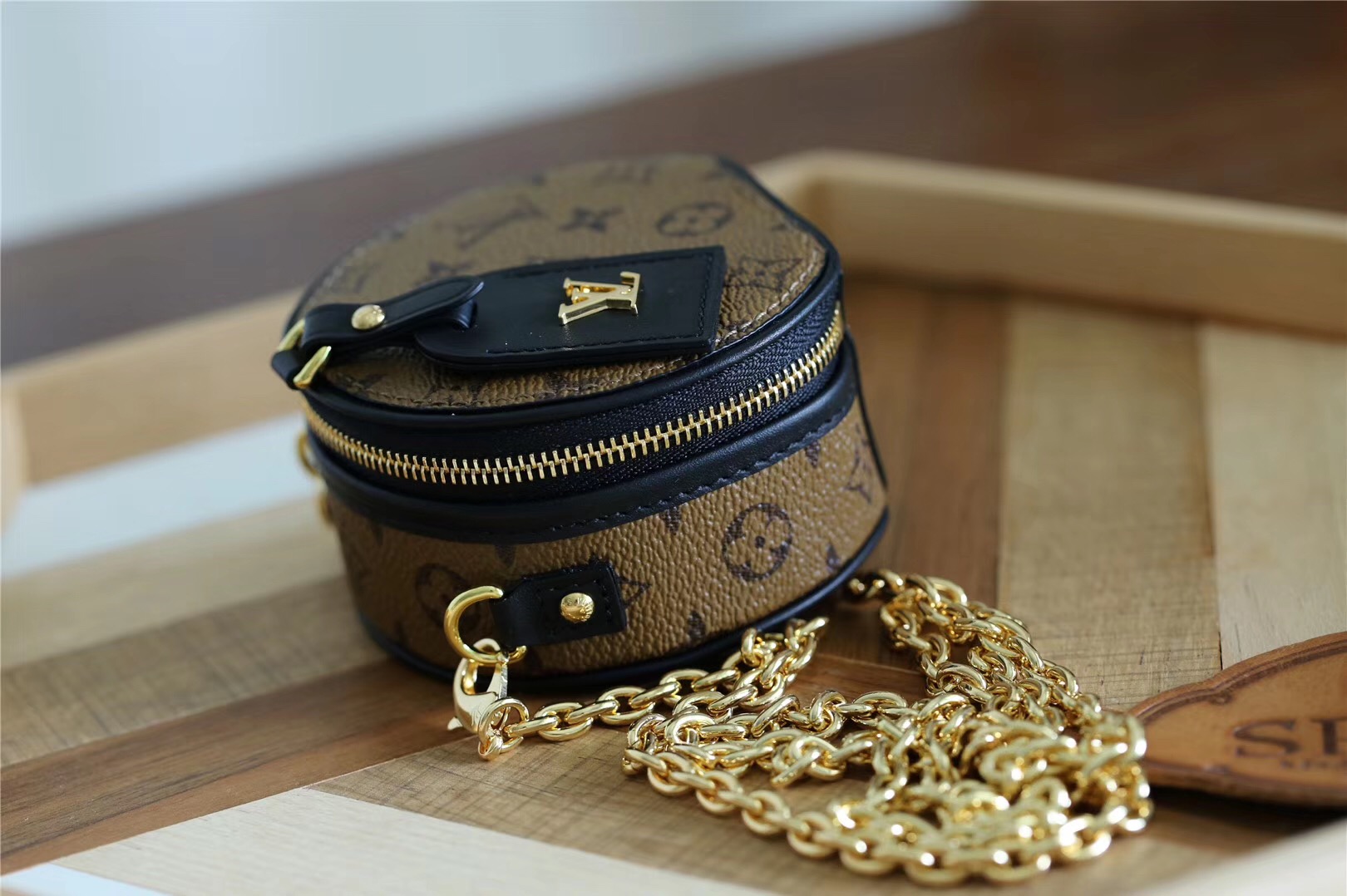 Designer Monogram Canvas Boite Chapeau Necklace Bag - Gorchic - $146.99