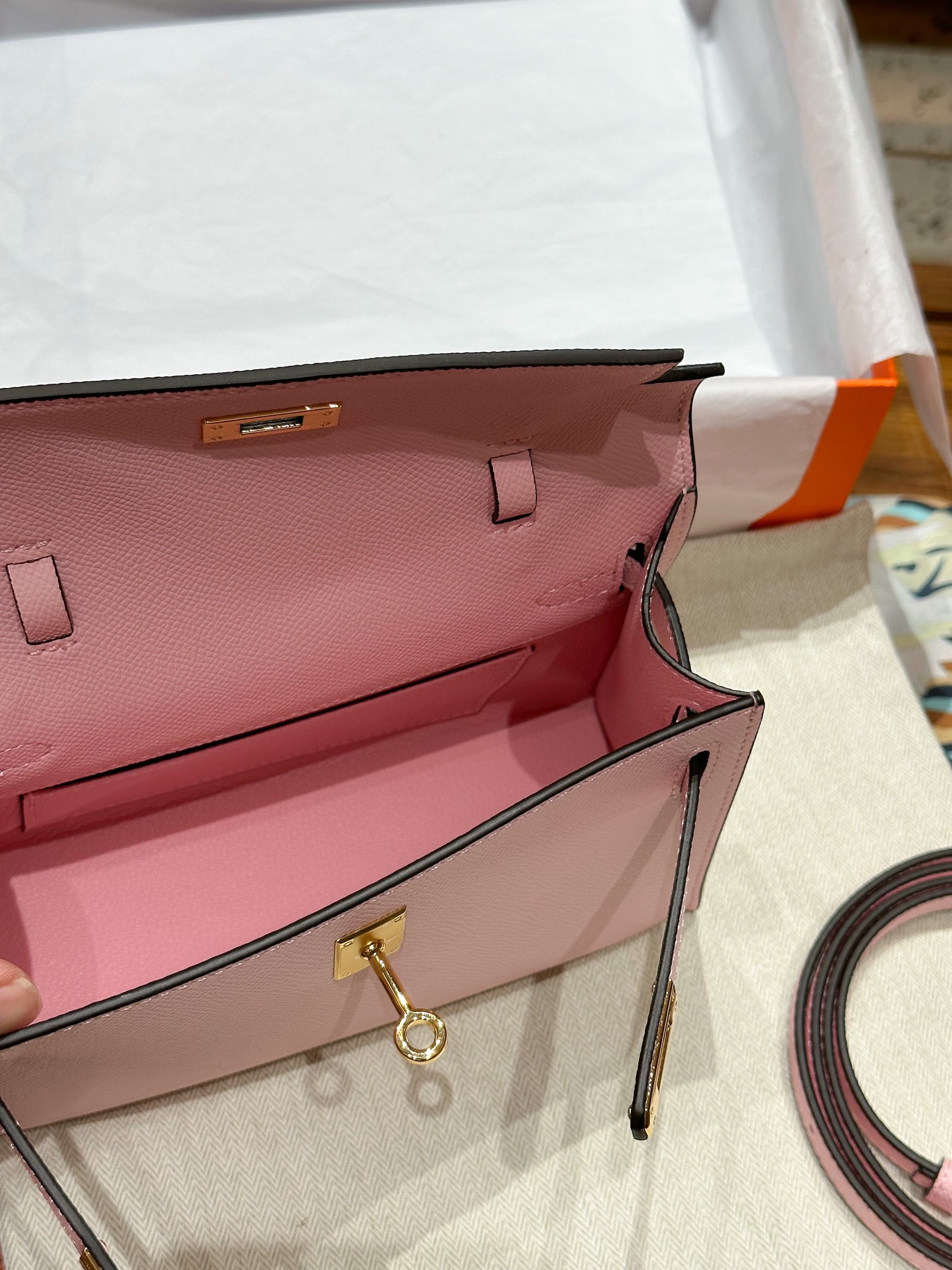 H-Inspired Kelly Mini 1st Kelly Pochette Generation Epsom Palm Leather-Pink - Gorchic - $146.99