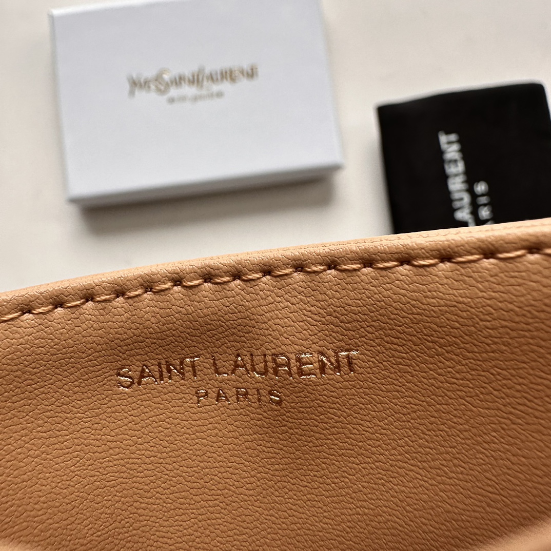 Lady Designer CASSANDRE MATELASSÉ card case in lambskin -Apricot Wallet - Gorchic - $35.99