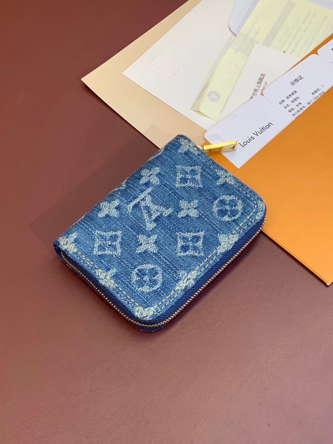 Designer Monogram Lou Wallet Monogram Denim Wallet - Gorchic - $80.99