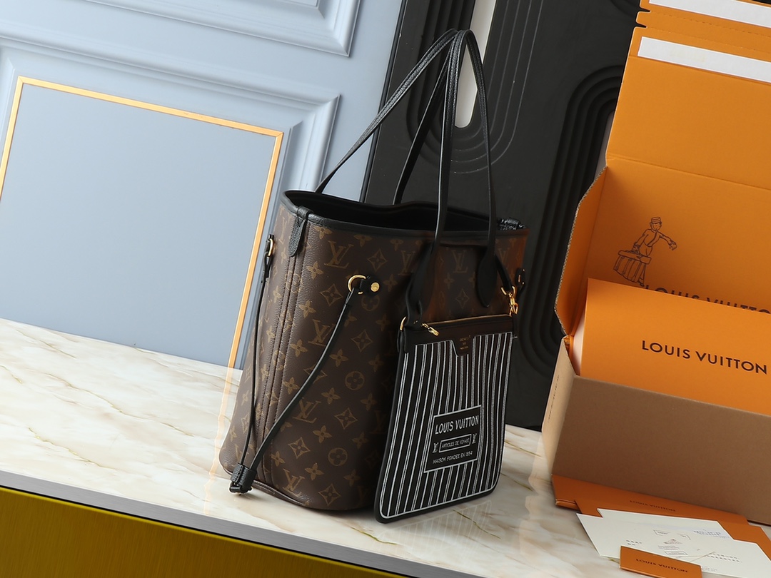 Designer Monogram Neverfull Black Medium Handbag - Bag - Gorchic - $124.99