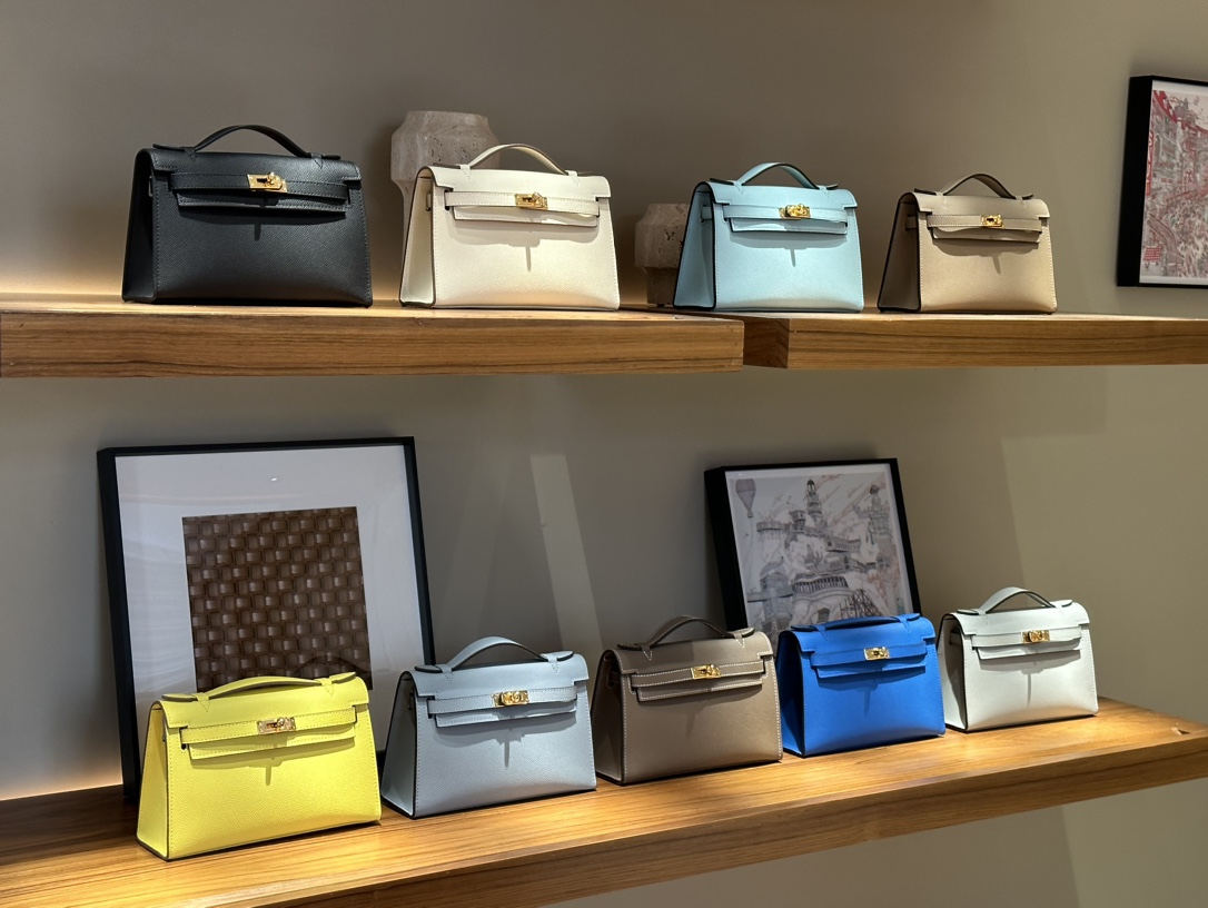 H-Inspired Kelly Mini 1st Kelly Pochette Generation Epsom Palm Leather-Flaxen Blue - Gorchic - $146.99