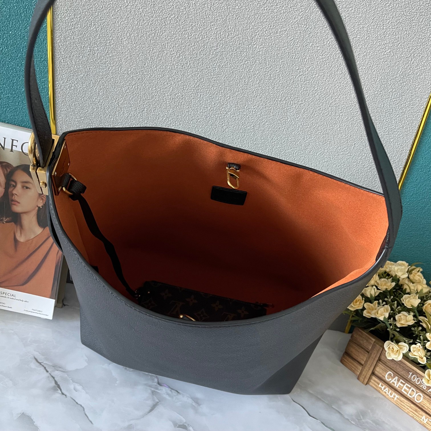 Designer Monogram  Low Key Hobo MM Bag in Black - Bag - Gorchic - $138.99