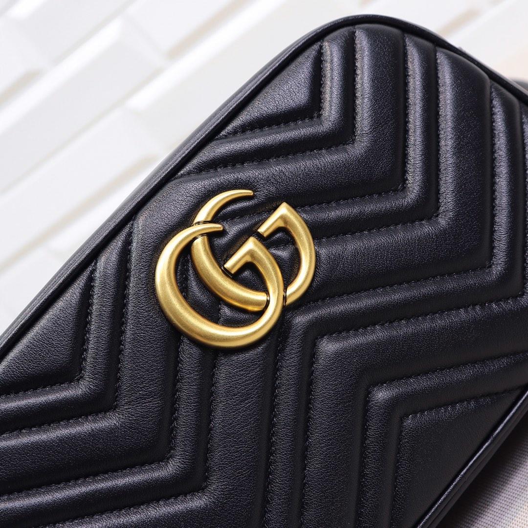 Double-G Calfskin Matelasse GG Marmont Chain Shoulder Bag Black - Bag - Gorchic - $117.99