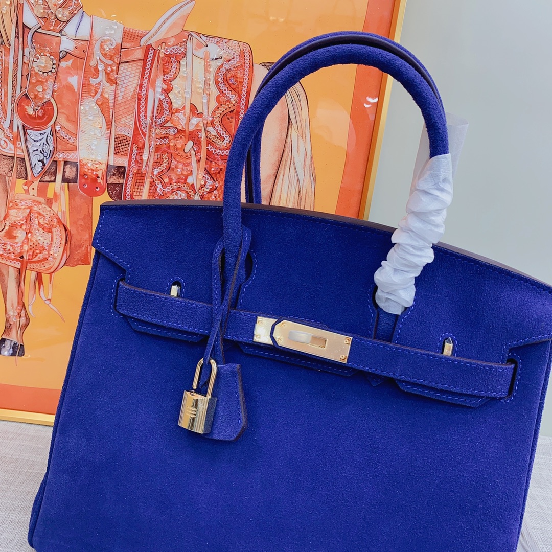 H-Inspired Birkin Bag Doblis Bag Golden Hardware-Dark Blue Bag - Gorchic - $205.99