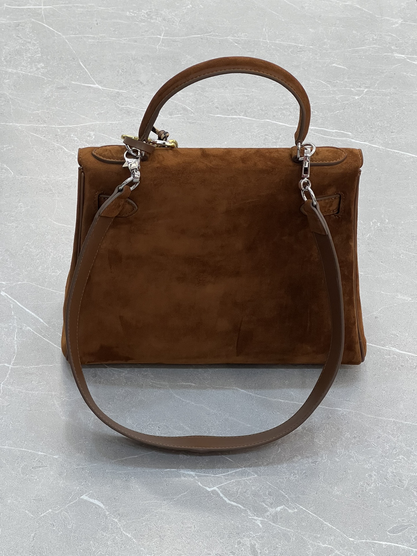 H-Inspired Kelly Haze Dark Brown Suede (On Key Chain) - Handbags - Gorchic - $200.99