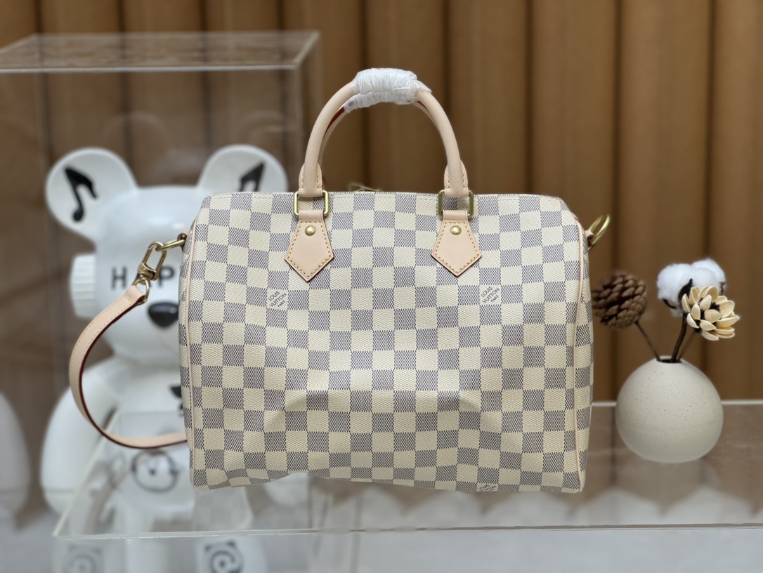 Designer Monogram Speedy Bandoulière 30 Damier Azur Canvas Women Handbag - Bag - Gorchic - $124.99