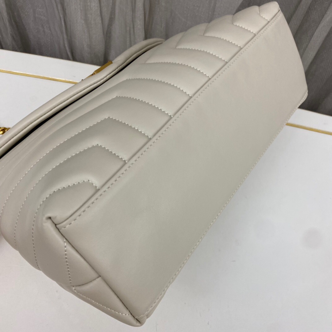 Lady Designer Loulou medium quilted leather shoulder bag white - Bag - Gorchic - $173.99