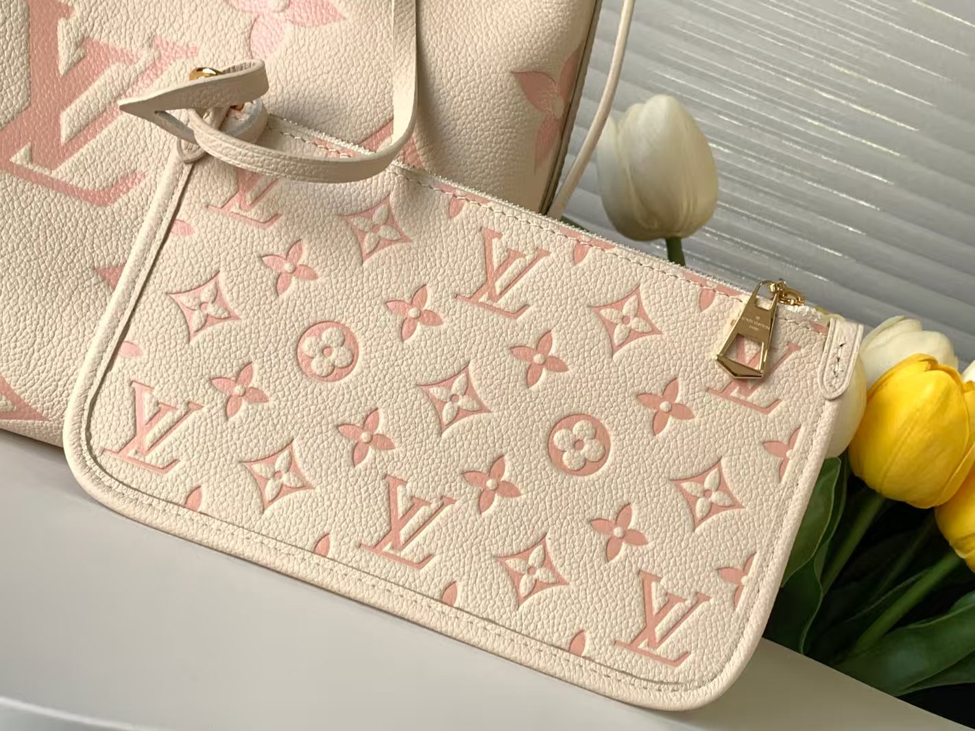 Designer Monogram Carryall PM - White and Pink Bag - Gorchic - $122.99