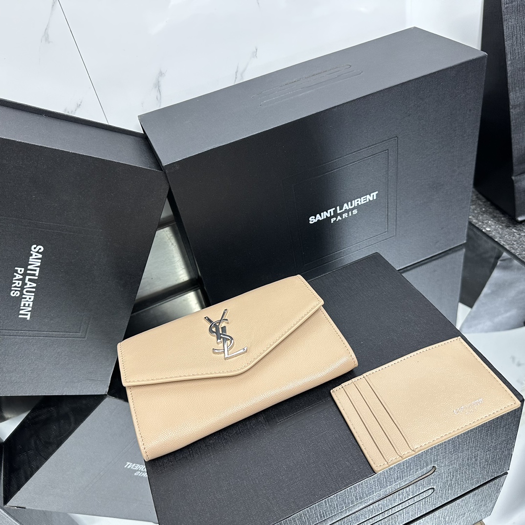 Lady Designer  Grain De Poudre Monogram Uptown Chain Wallet Dark Beige-Sier hardware - Bag - Gorchic - $122.99