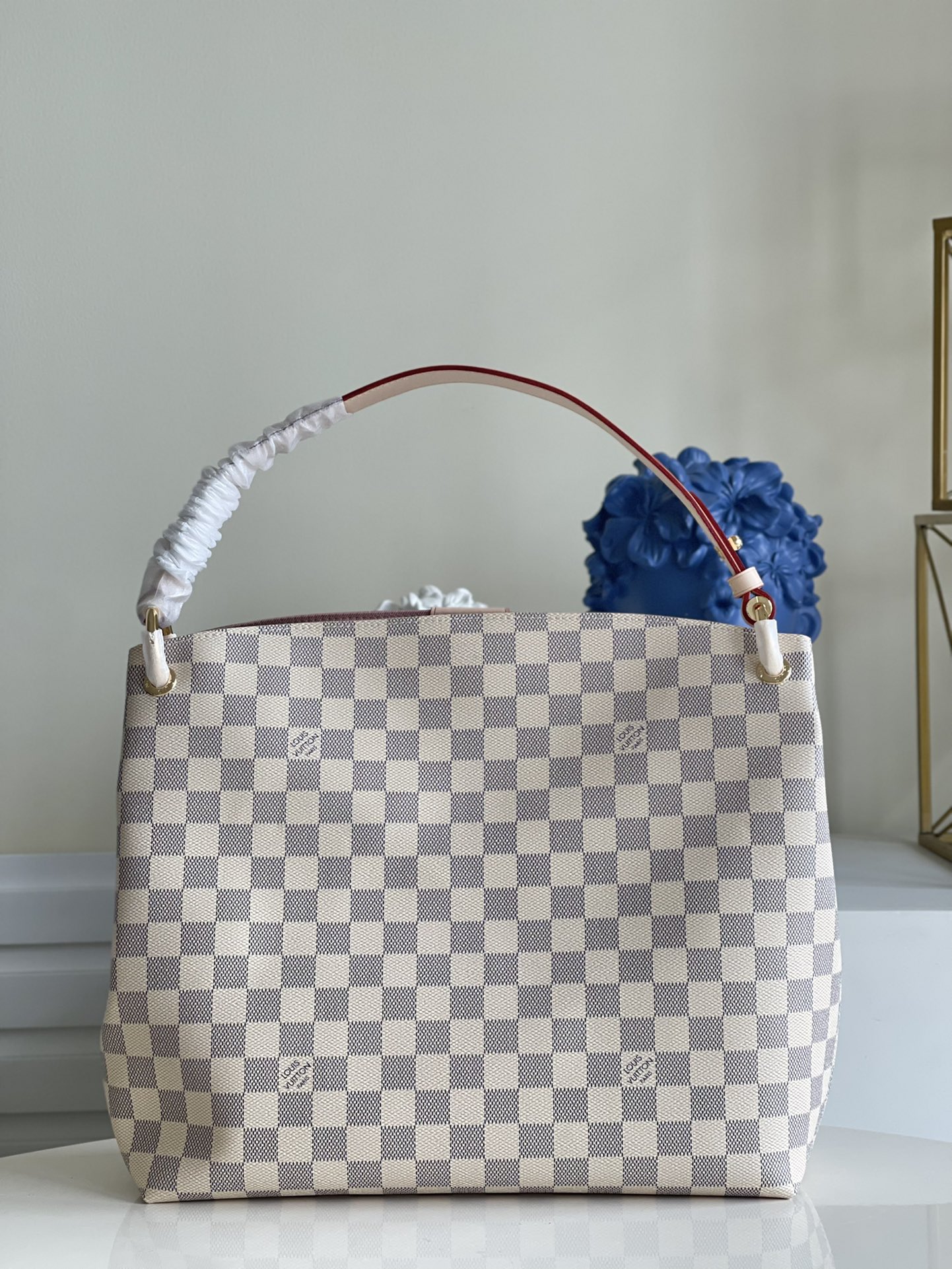 Designer Monogram Graceful PM Damier Azur Canvas Shoulder Bag - Gorchic - $116.99