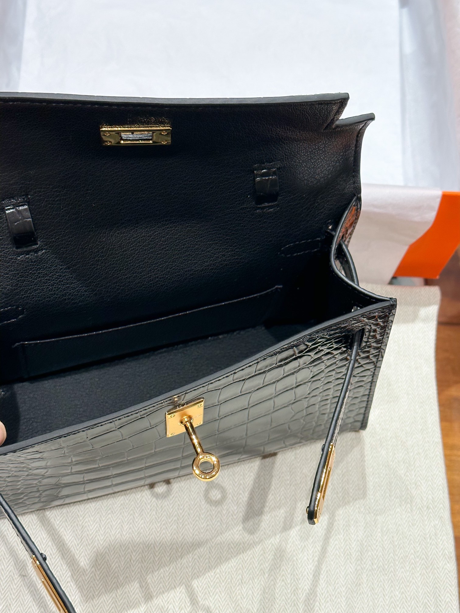 H-Inspired Kelly Mini 1st Kelly Pochette Generation Epsom Palm Leather-Black - Gorchic - $146.99