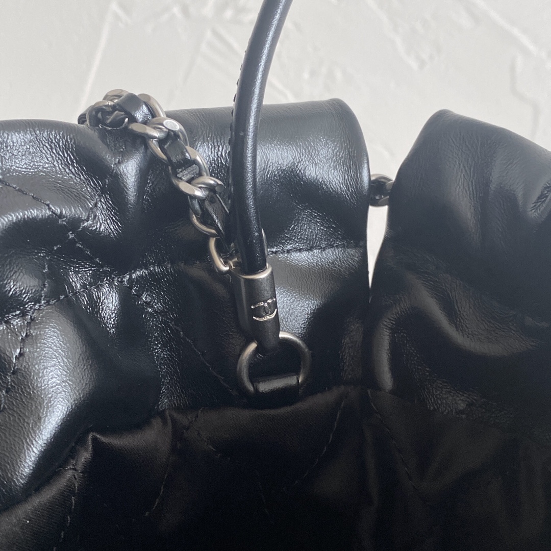 CC Inspired 22 MINI HANDBAG Shiny Calfskin & Sier-Tone Metal Black - Bag - Gorchic - $161.99