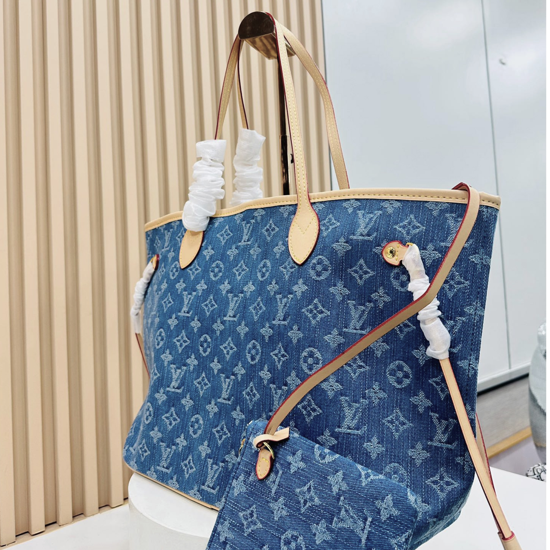 Designer Monogram Neverfull MM Classic Bag - Denim Bag - Gorchic - $110.99