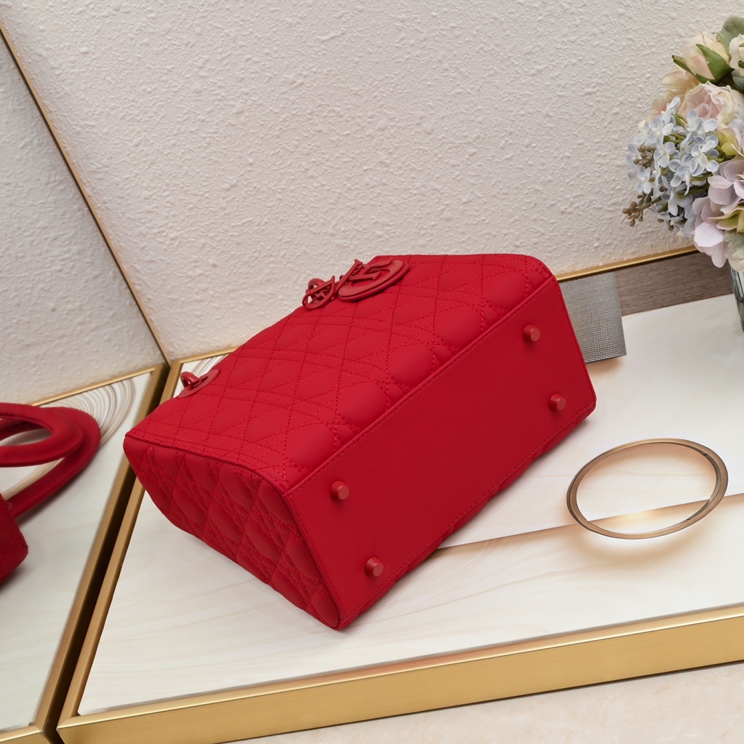 D Inspired Medium Lady D Inspired Bag Red Ultramatte Calfskin - Bag - Gorchic - $146.99