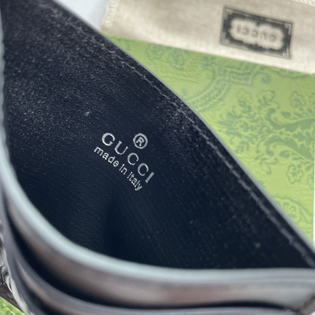 Double-G GG rubber-effect card case black-wallet - Gorchic - $35.99