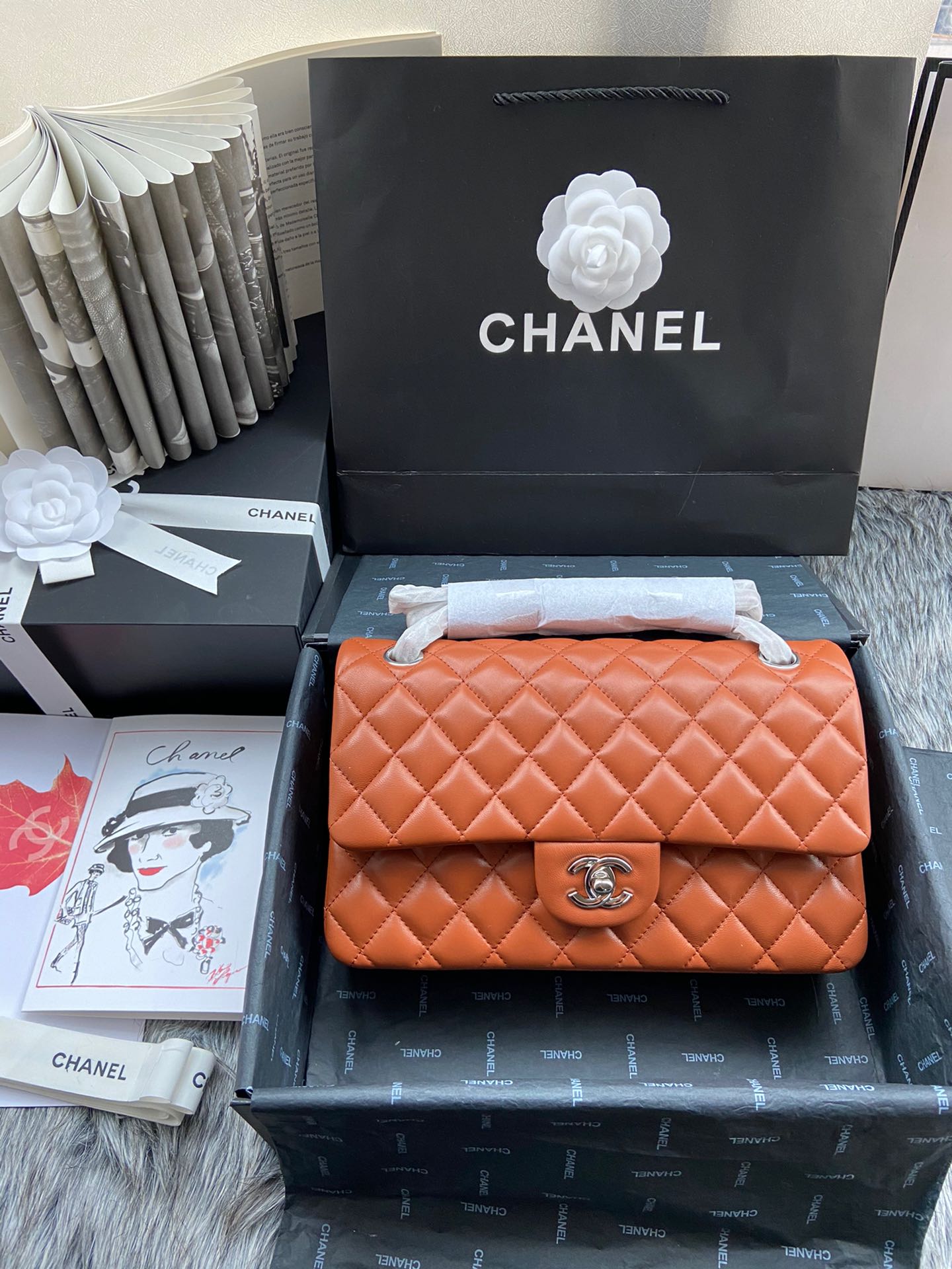 CC Inspired Classic Double Flap Bag Dark Caramel Sier Hardware - Bag - Gorchic - $122.99