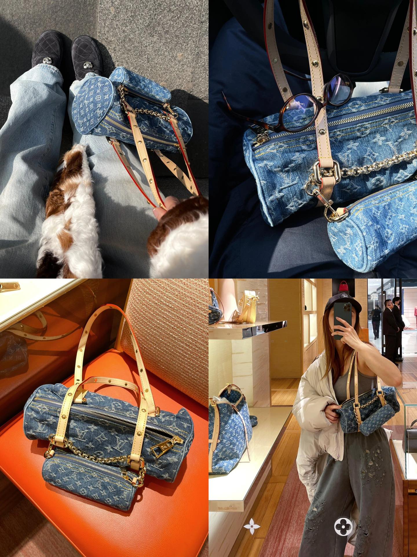 Designer Monogram Papillon Casual Style Unisex Denim Shoulder Bag - Gorchic - $134.99