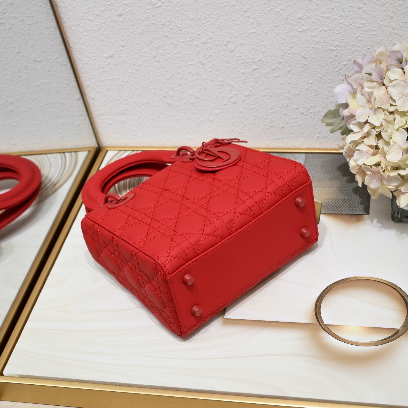 D Inspired Small Lady D Inspired Bag Red Ultramatte Calfskin - Bag - Gorchic - $144.99