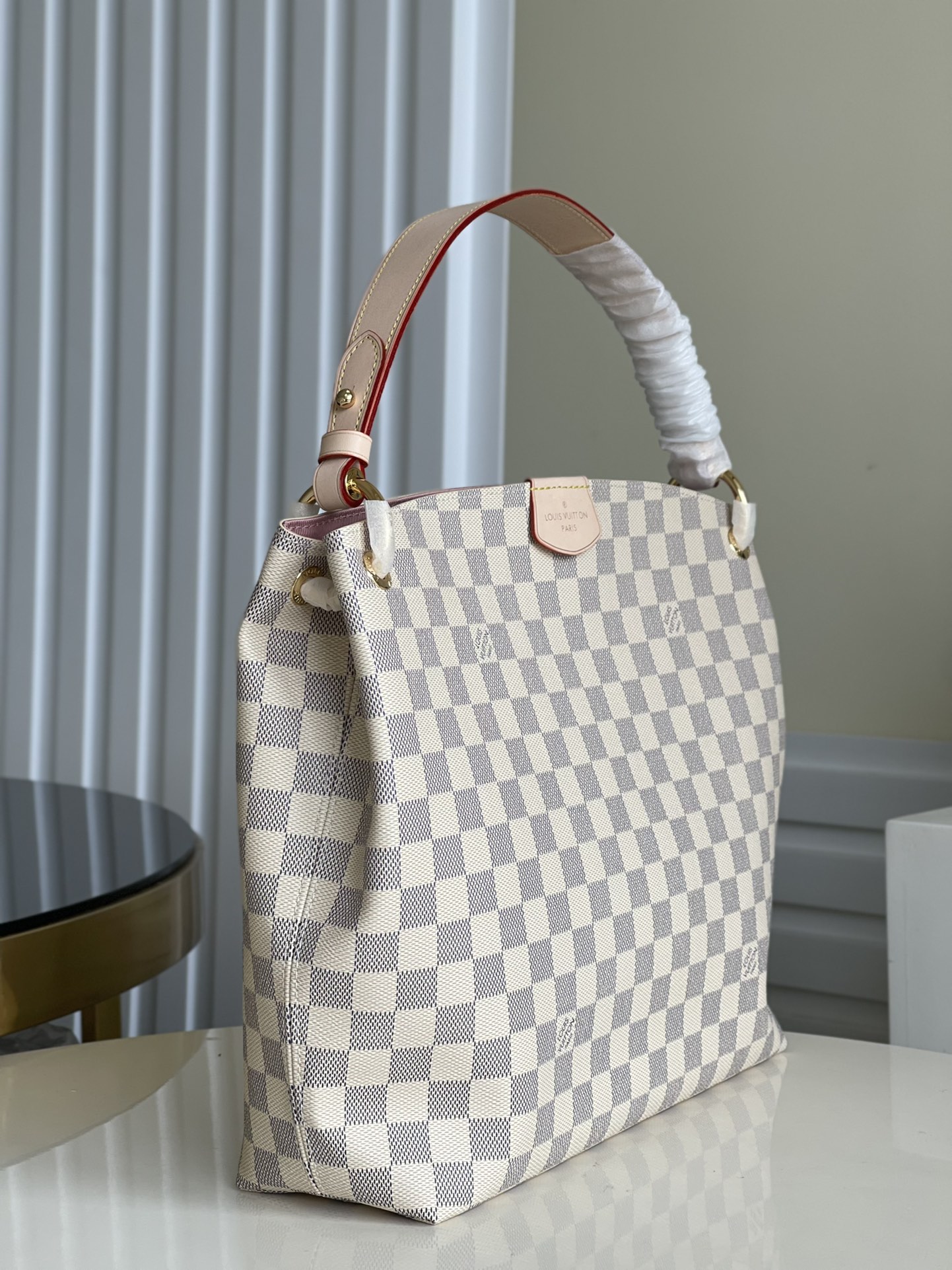 Designer Monogram Graceful PM Damier Azur Canvas Shoulder Bag - Gorchic - $116.99