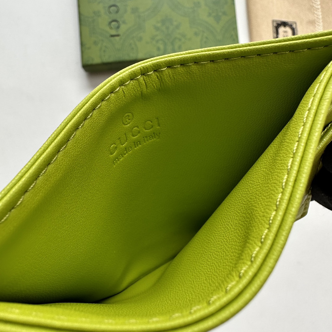 Double-G GG Marmont card case green leather-wallet - Gorchic - $39.99