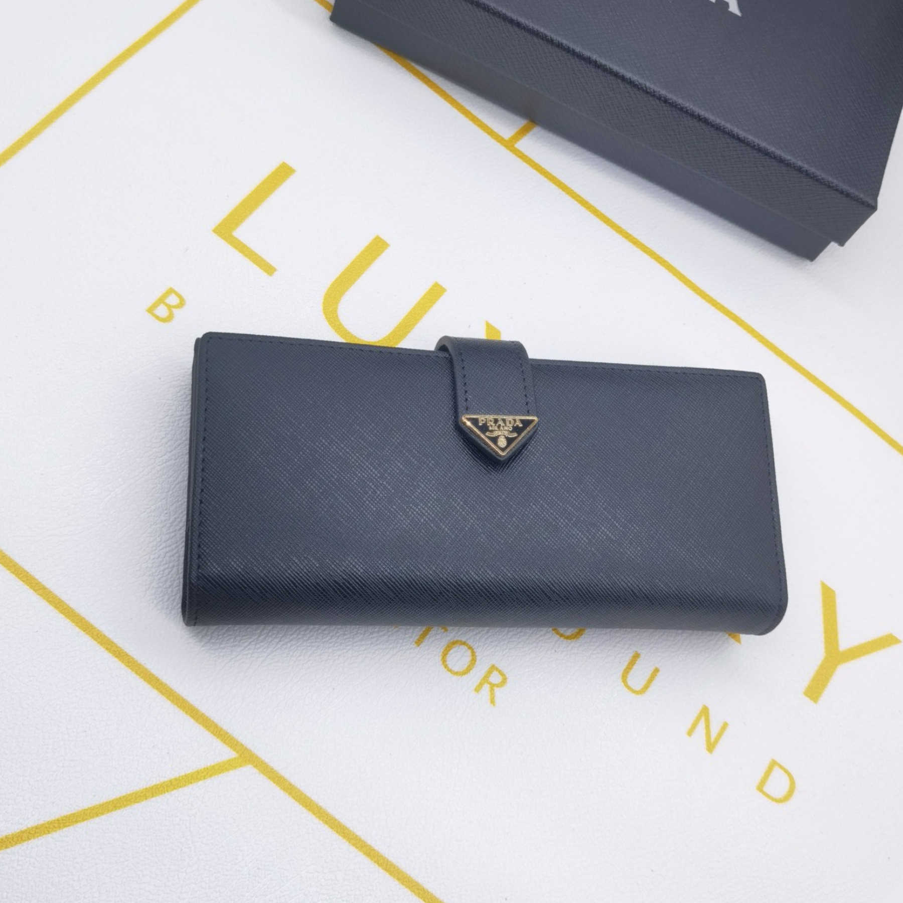 Saffiano texture Saffiano Leather Long Wallet- Black Wallet - Gorchic - $65.99